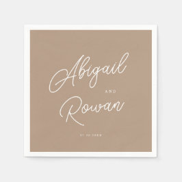 Boho Zand Minimalistische Schrift Huwelijks Servet