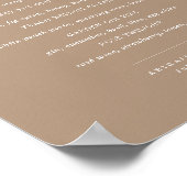 Boho Zand Minimalistische Script Bruiloft Bar Menu Poster (Hoek)
