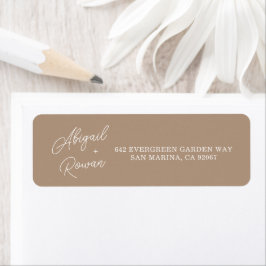 Boho Zand Minimalistische Script Retouradreslabel Etiket