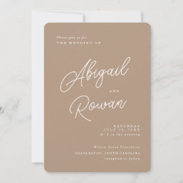 Boho Zand Minimalistische Script Trouw Uitnodiging