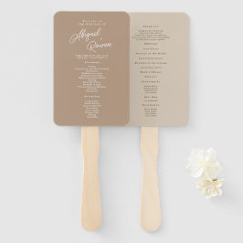 Boho Zand Script Minimalistisch Huwelijksprogramma Handwaaier