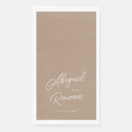 Boho Zand Script Minimalistische Trouw Gast Handdo Servet