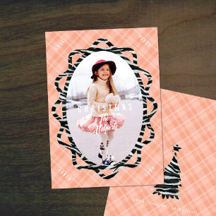 Boho Zebra & Plaid Oval Foto Kerstmis Feestdagenkaart