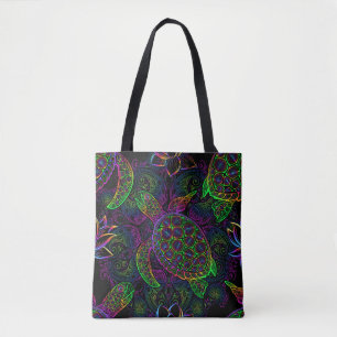 Boho Zee Schildpad: psychedelisch Mandala-patroon Draagtas