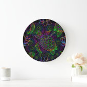 Boho Zee Schildpad: psychedelisch Mandala-patroon Grote Klok (Huis)