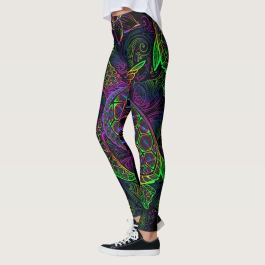 Boho Zee Schildpad: psychedelisch Mandala-patroon Leggings (Links)