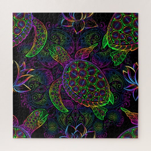 Boho Zee Schildpad: psychedelisch Mandala-patroon Legpuzzel (Verticaal)