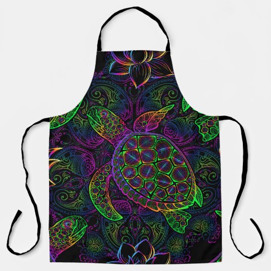 Boho Zee Schildpad: psychedelisch Mandala-patroon Schort (Voorkant)
