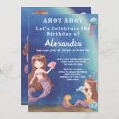 Boho Zeemeermin, Onder het Zee Boy Verjaardagsfees Kaart (Voorkant / Achterkant)