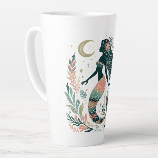 Boho Zeemeermin Onder het Zee Whimsical Latte Mok (Linkerhoek)