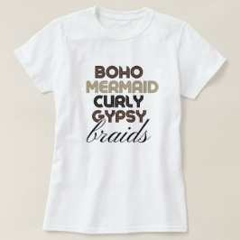 Boho Zeemeermin Vlechten Zwarte Haren Custom T-Shi T-shirt