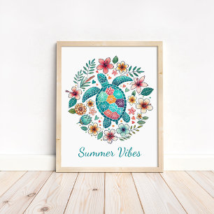 Boho Zeeschildpad Kunstprint - Oceaankunst aan de Poster