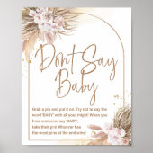 Boho zeg niet Baby Game Pampas Grass Baby shower Poster (Voorkant)