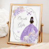 Boho Zilver Lila Bloemen 15 Jaar Kaarten & Cadeaus Poster