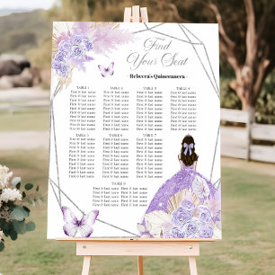Boho Zilver Paars Bloemstuk 15 Años Zitplaats Graf Poster