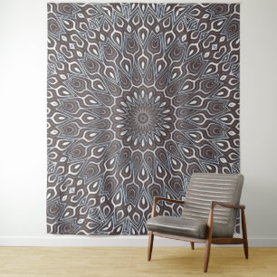 Boho Zilveren Vintage Reiki Yoga Mandala Achtergro Wandkleed