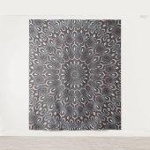 Boho Zilveren Vintage Reiki Yoga Mandala Achtergro Wandkleed (Voorkant)