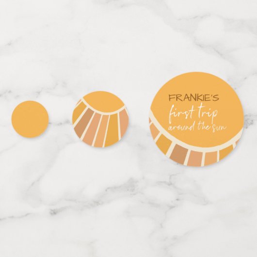 Boho zomer eerste reis rond zon verjaardag confetti (Achterkanten)