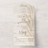 Boho zomer pampas gras waterverf bruiloft  all in one uitnodiging (Binnen)