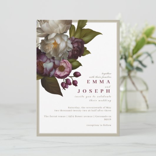 Boho Zomer Roos aestethische bruiloft Kaart (Staand voorkant)