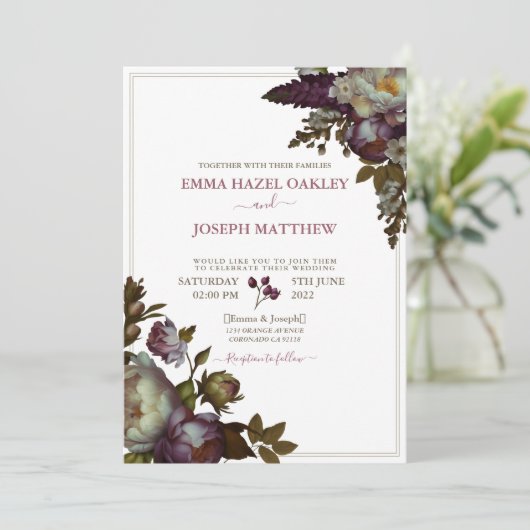 Boho Zomer Roos aestethische bruiloft Kaart (Staand voorkant)