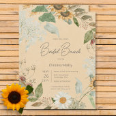 Boho Zomer Zonnebloem & Daisy Gouden Bruidsbrunch Kaart