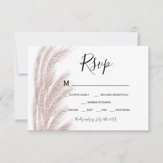 Boho zomerpampas gras roos goud rsvp (Voorkant)