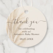 Boho zomerpampas gras waterverf Dank u baby Bedankjes Labels (Voorkant)