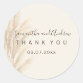 Boho zomerpampas gras waterverf Dank u Ronde Sticker (Voorkant)