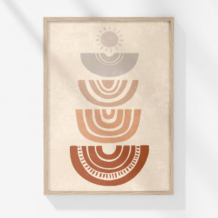 Boho Zon Boog Abstract Neutrale Muurkunst Print