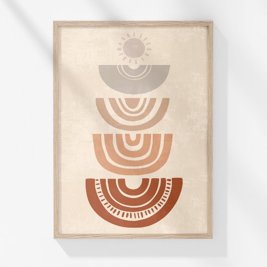 Boho Zon Boog Abstract Neutrale Muurkunst Print