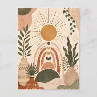 Boho Zon & Botanische Kunst Briefkaart