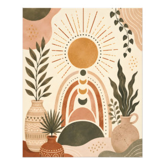 Boho Zon & Botanische Kunst Foto Afdruk