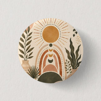 Boho Zon & Botanische Kunst Ronde Button 3,2 Cm
