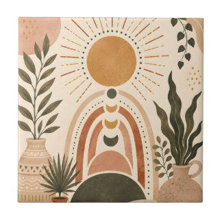 Boho Zon & Botanische Kunst Tegeltje