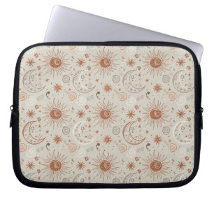Boho Zon- en Maanpatroon Laptop Sleeve