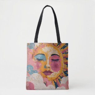 Boho Zon Gezicht Abstracte Kunst Tas