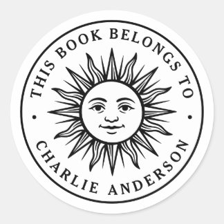 Boho zon karakter boekplaat bibliotheek boek stick ronde sticker