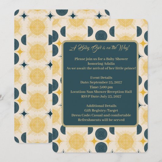 Boho zon maan sterren blauw geel kaart (Voorkant / Achterkant)