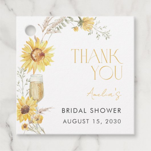 Boho Zonnebloem Bruidsdiner Bedankt Bedankjes Labels (Voorkant)