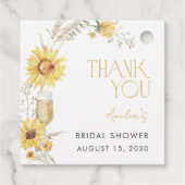 Boho Zonnebloem Bruidsfeest Dank Je Bedankjes Labels (Achterkant)