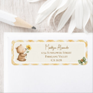 Boho Zonnebloem Bruine Beer Retouradres Etiket