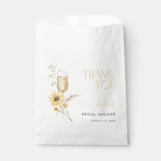 Boho Zonnebloem Dank u Vrijgezellenfeest Bedankzakje (Voorkant)