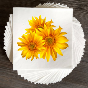 Boho Zonnebloem Elegante Bloemige Trouw Dank Je Servet