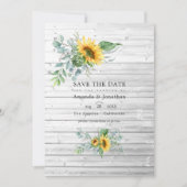 Boho Zonnebloem Eucalyptus Landelijke Huwelijkslan Save The Date (Voorkant)