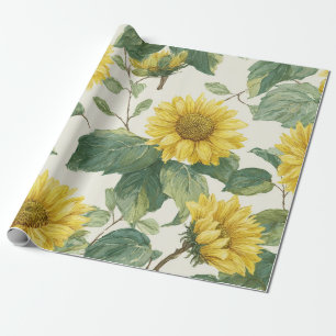 Boho Zonnebloem Geel Bloemmotief Lente Zomer Cadeaupapier