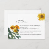 BOHO zonnebloem geel wildflower bruiloft details C Informatiekaartje (Voorkant / Achterkant)