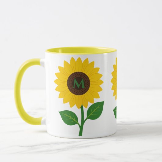 Boho Zonnebloem Geschenk met Eigen Beginletters Mok (Links)