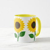 Boho Zonnebloem Geschenk met Eigen Beginletters Mok (Voorkant rechts)