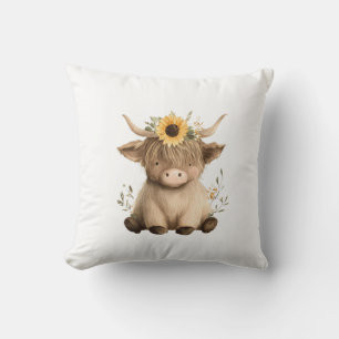 Boho Zonnebloem Hoogland Koe Kussen